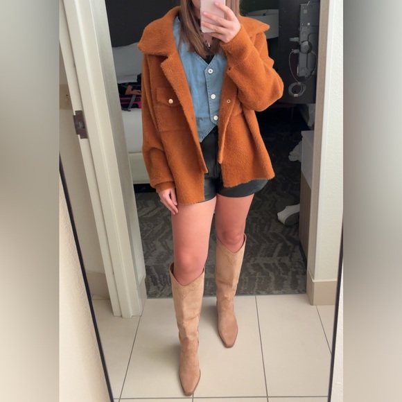 BUCKETLIST Jackets & Blazers - Orange fuzzy oversized jacket